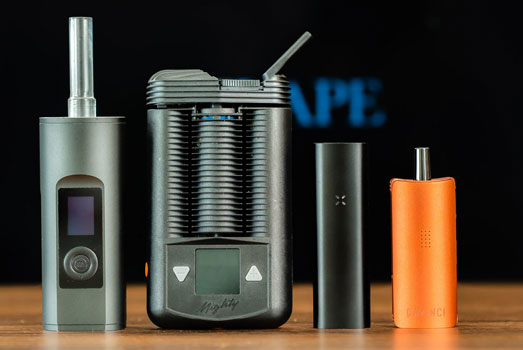 Een aantal portable vaporizers. Het vapen van wiet is echter een zeer geschikte manier om aan wiet te wennen.