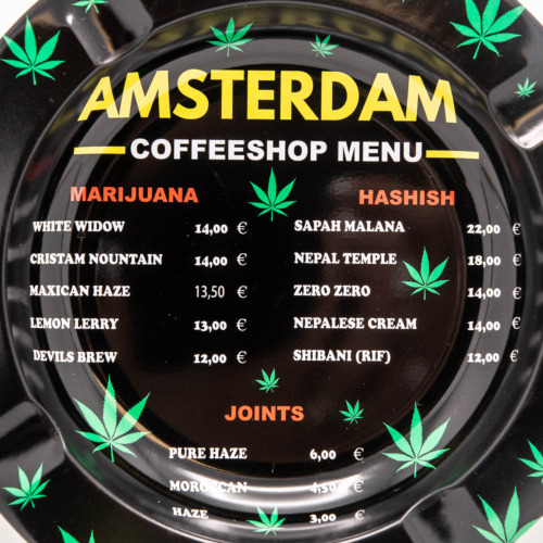 Amsterdam Coffeeshop Menu Metal Ashtray 14CM Detail