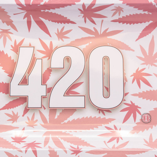 Pink Leaf 420 Rolling Tray Close Up
