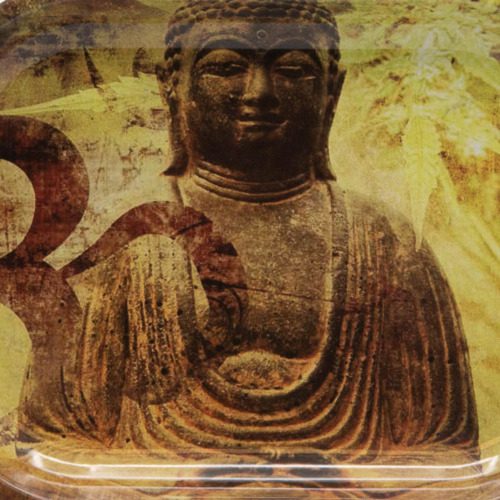 Metal Rolling Tray Buddha Hemp Leaf Large Detail