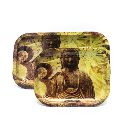Metal Rolling Tray Buddha Hemp Leaf Small Formaat